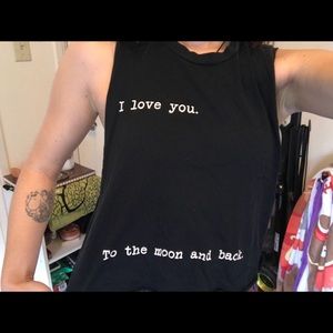 Black muscle tee with quote